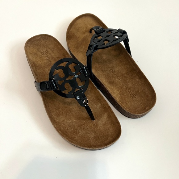 NIB Tory Burch Miller Cloud Patent Leather/Cork - Perfect Black, Size 8.5 - Picture 3 of 12